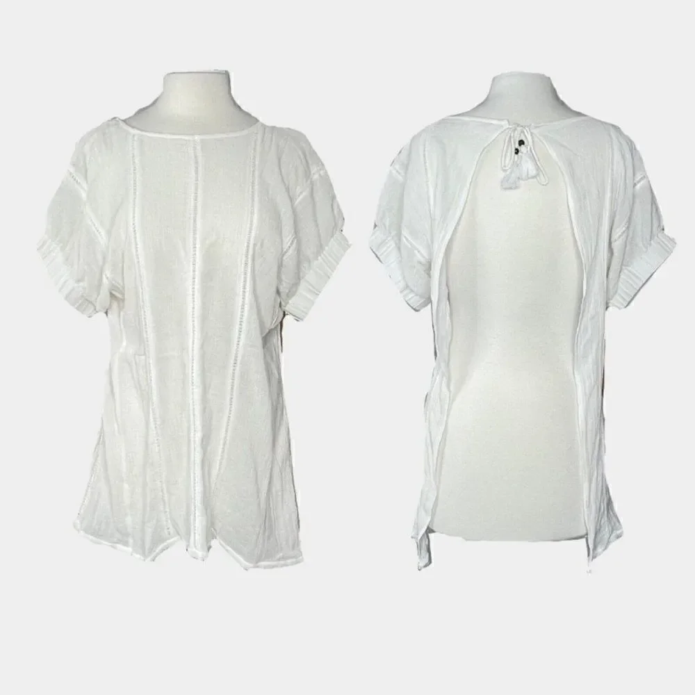 FREE PEOPLE White Open Back Tassel Neck Tie Swim Cover Up